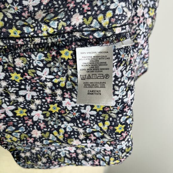 Loft Floral Print Drop Waist Short Tunic Dress Size S Viscose Boho, Chic, Summer - Picture 7 of 8